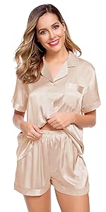 women silk satin pajamas set