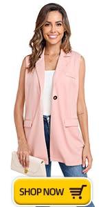 Women&amp;amp;#39;s Sleeveless Blazer, Casual Open Front Lapel Office Vest Jacket with Pockets