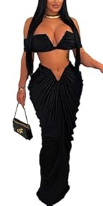 ruched maxi skirt set