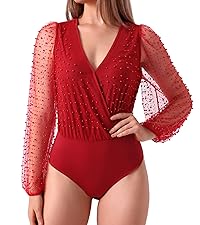 Sparkly Rhinestone Bodysuit Tops