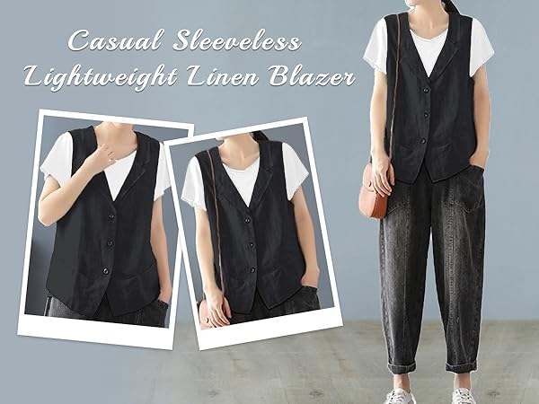 linen vest tops for women