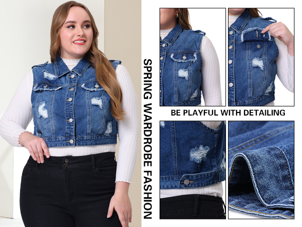 Plus Size Denim Vests