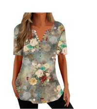 short sleeve crewneck tops for women floral