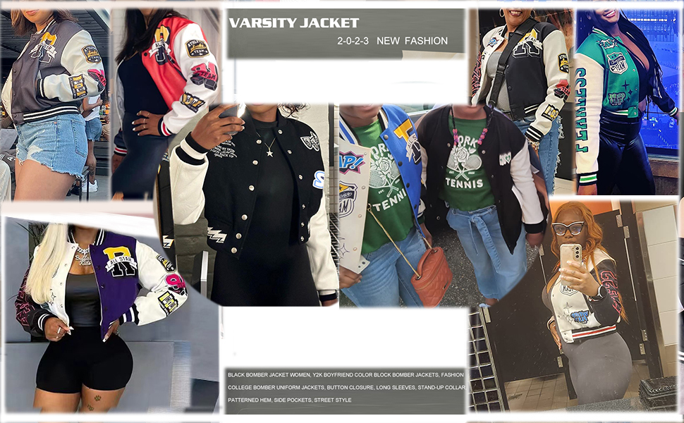 varsity jacket women letterman jacket cropped varsity jacket bomber jacket Black green red