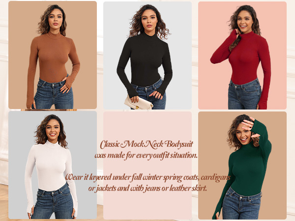 Bodysuits for women long sleeve spring fall autumn winter