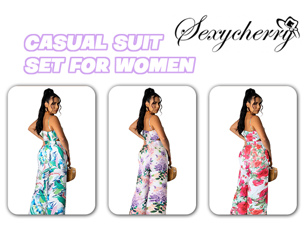 Casual Floral 2 Piece Outfits for Women sexy beach outfits for women two piece sets for women