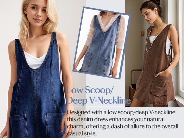 Denim Overall Dress Sleeveless free Summer Jean Dress High Roller Skirtall with Pockets for people