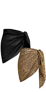 2pc Short Sarong Leopard + Black