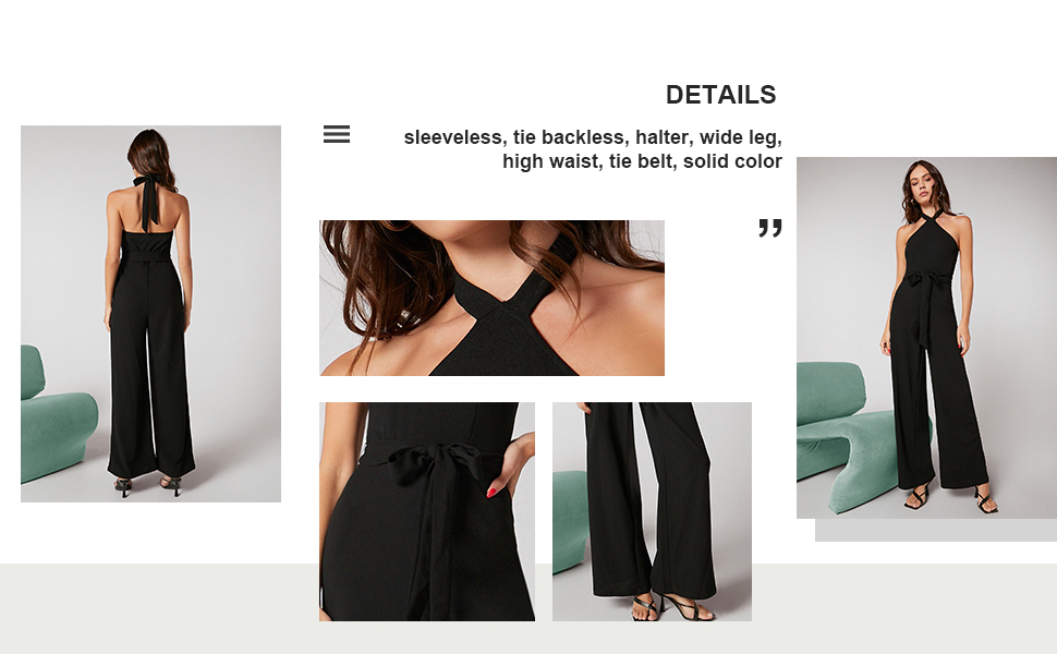 Wdirara Tied Backless Belted Jumpsuit