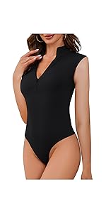 Sleeveless Zip Up Bodysuit