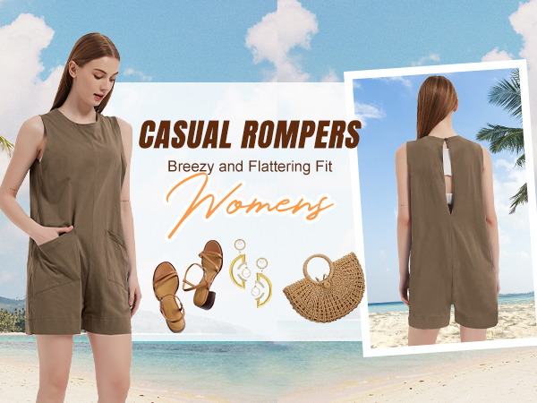 casual cotton romper shorts shortalls