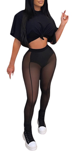 Women Sexy Mesh See Through Two Piece Outfits