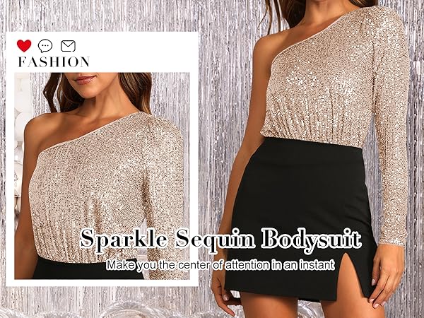 sparkle sequin bodysuit for women