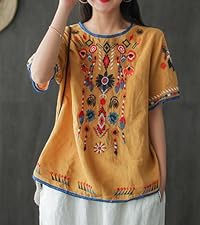 Embroidered Blouse Cotton Linen