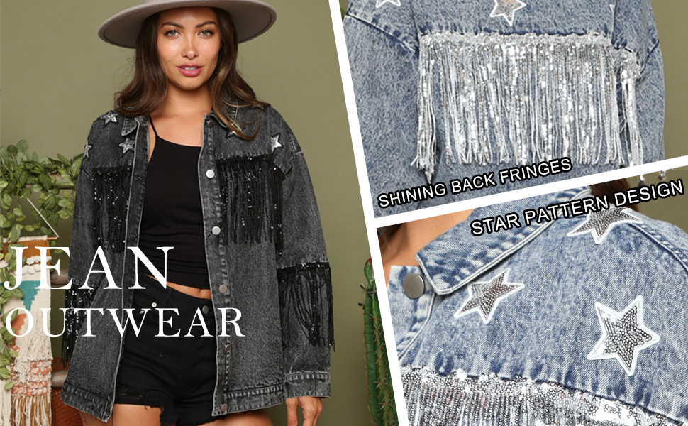 Denim Jacket with Fringe