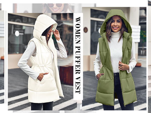 long quilted puffer vest for women work