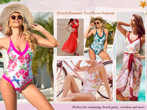 swimsuit with cover up set,bathing suit and cover up set,vacation dresses for women tropical