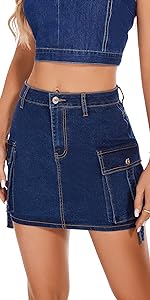 denim cargo skirt