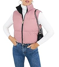 Women''s Winter Crop Vest Lightweight Sleeveless Warm Outerwear Puffer Vest Padded Gilet