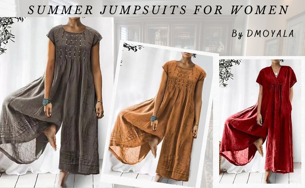 women boho summer loose jumpsuits