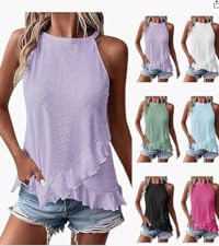 Fashion Eyelet Embroidery Tank Tops  