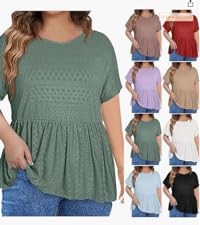 Plus Size Eyelet Lace Crochet Blouse  