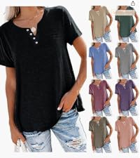 Women''s Causual V Neck Short Sleeve Shirts 