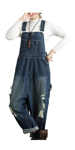 Baggy denim bibs