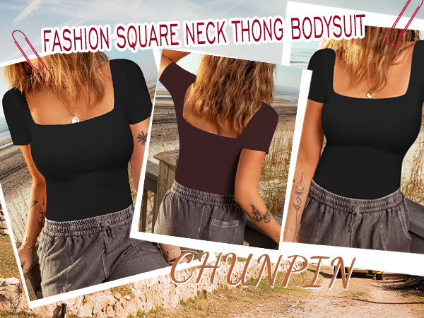 bodysuit for women short sleeve bodysuit square neck bodysuit for women