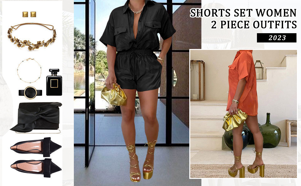 Shorts sets women 2 piece outfits