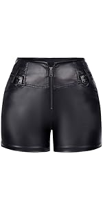 Faux Leather High Waisted Biker Shorts for Women