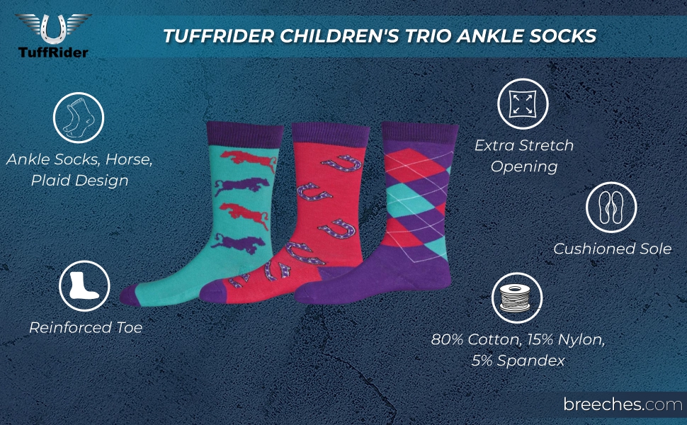 TuffRider Children''s Trio Ankle Socks