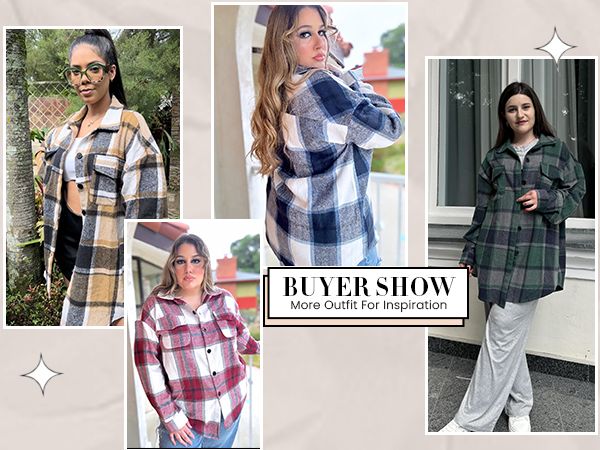 Women&#39;s Plus Size Flannel Plaid Shacket