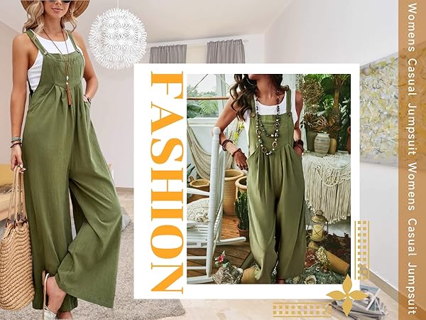 Casual Loose Cotton Linen Jumpsuit