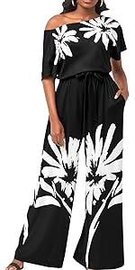 Women''s Printed Wide Leg Jumpsuit