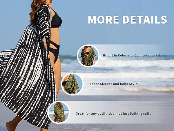 Roselychic Beach Coverup for Women Swimwear Cover Ups Lightweight Kimonos Long Summer Cardigan