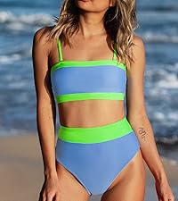 Roselychic Two Piece Bikini Sets for Women High Waisted Swimsuits Cute Bandeau Bathing Suits