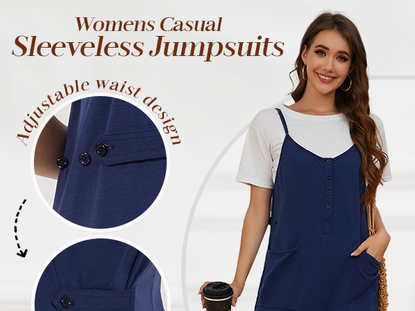 Womens Casual Sleeveless Jumpsuits baggy overalls for women loose fit plus size rompers for women