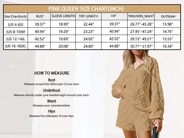 Pink Queen Size Chart