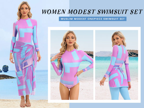 Muslim Modest Swimwear Women Hijab Swimsuit Swimming Suit Islamic Cover Ups Hijabs Burkini Women