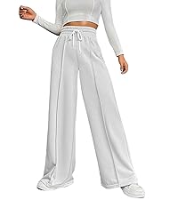 Women Summer Wide Leg Trouser Casual Loose Drawstring Pant High Waist Palazzo Joggers with Pocket