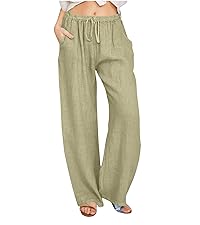 Women Summer Wide Leg Trouser Casual Loose Drawstring Pant High Waist Palazzo Joggers with Pocket