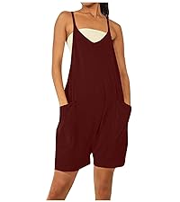 Jumpsuit for Women Sleeveless Adjustable Strap Rompers Dressy Casual Summer Overalls with Pocket 