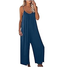 Jumpsuit for Women Sleeveless Adjustable Strap Rompers Dressy Casual Summer Overalls with Pocket 