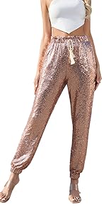 Gold Sequins Casual Long Pants