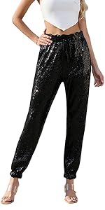 Black long sequins pants