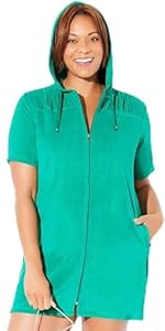  Short Sleeve Sport Alana Terry Cloth Cover Up Hoodie