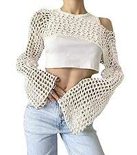 womens cropped mesh knitted tops