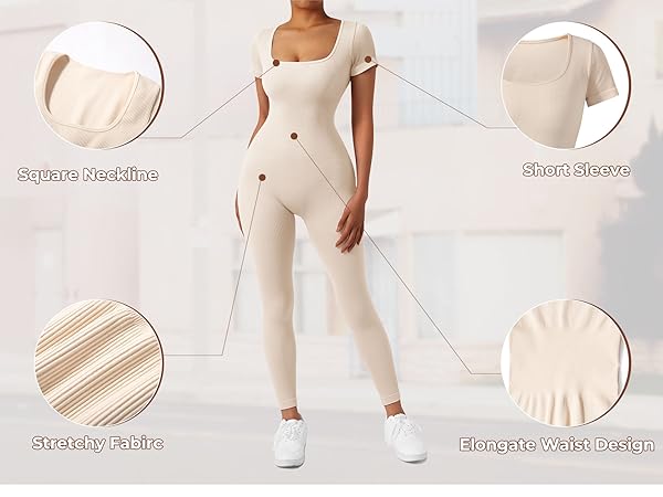 women short sleeve ribbed jumpsuits