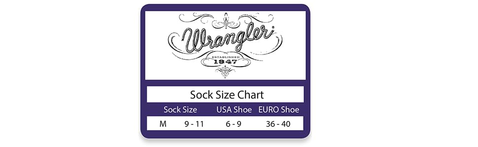 wrangler womens sock size chart